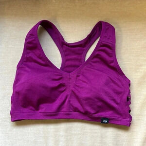 Purple sports bra with removable cups